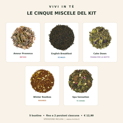 Le cinque miscele del Kit Degustazione Vivi in Tè