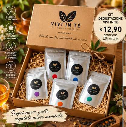 Kit Degustazione Vivi in Tè – confezione regalo con cinque bustine